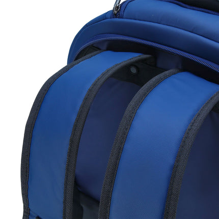 19" Blue Wheeled Laptop Backpack Premium PU 4 Wheel Trolley Rucksack
