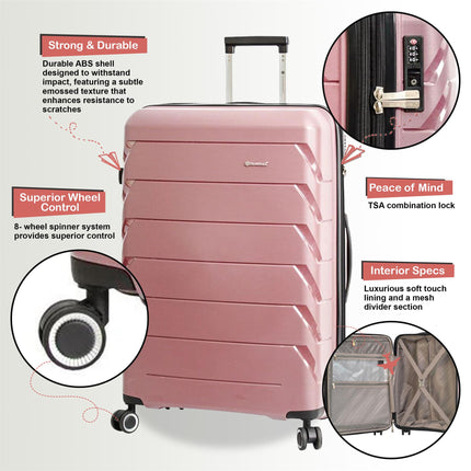 Dual 4 Wheel Hard Shell Strong Luggage Suitcase