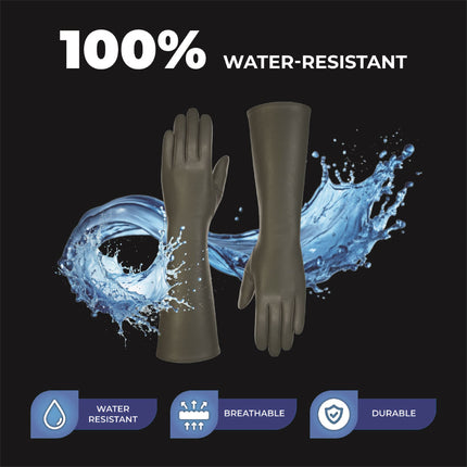 Womens Long Olive Green Italian Leather Winter Soft Wool Lining Gloves