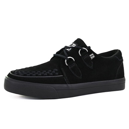 TUK Pointed Creeper Sneaker Black Suede Platform Shoes - A9178