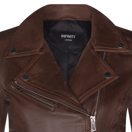 Womens Leather Classic Biker Brando Jacket-Baku