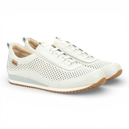 Pikolinos Men's White Leather Elastic Slip-on Sneaker Trainers Shoes - Liverpool