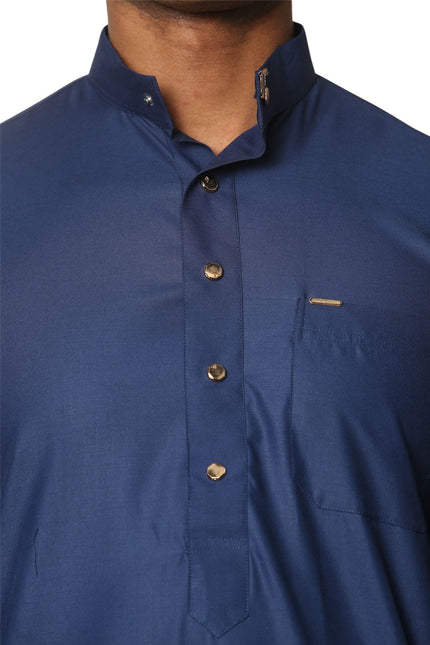 Men's Blue Thobe Arab Saudi Emirati Islamic Clothing Jubba Robe