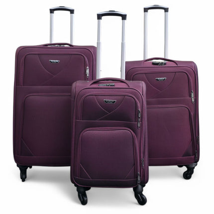 Soft Shell Lightweight Nylon Suitcase Set 4 Wheel Travel Case Holiday Bags