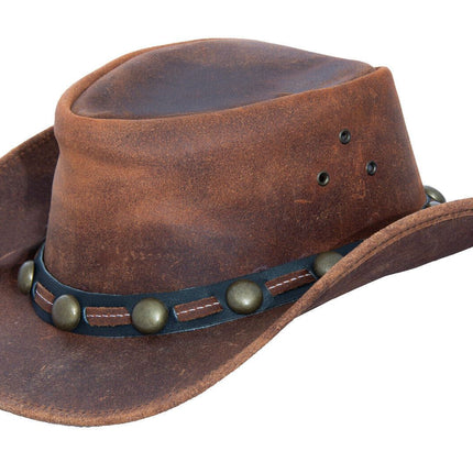 Cowboy Aussie Real Leather Hat Australian Tan Brown Western Outback Bush Hat