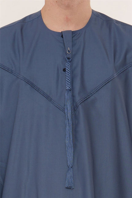 Men's Eid Blue Moroccan Jubba Robe Djellaba Ramadan Eid Thobe - HM11