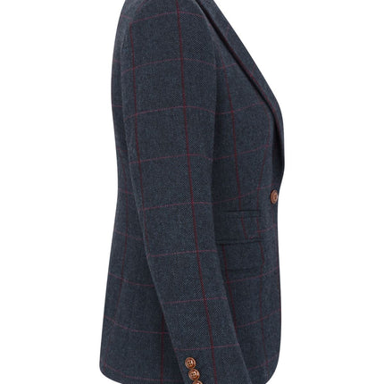 Women's Navy Tweed Tailored Fit Formal Blazer