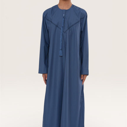 Kids Boys Eid Blue Moroccan Thobe Robe Djellaba Ramadan Eid Jubba- K-HM10
