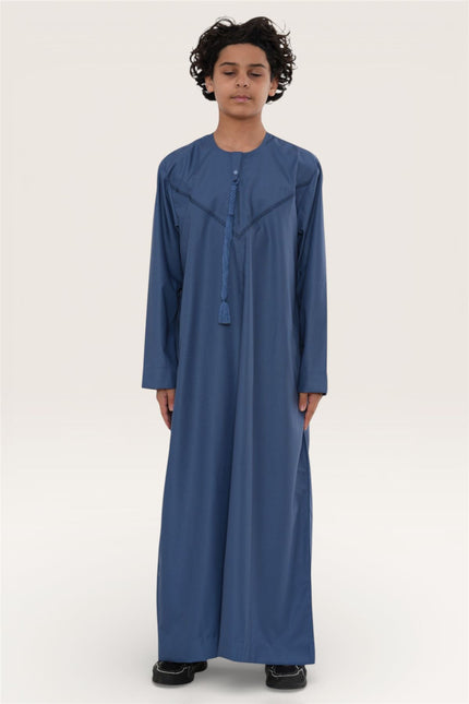 Kids Boys Eid Blue Moroccan Thobe Robe Djellaba Ramadan Eid Jubba- K-HM10