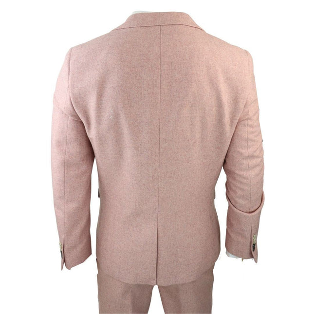 Men's Pink Tweed 3 Piece Wool Suit