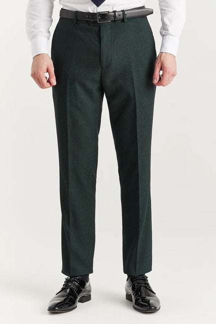 Men's Green 3 Piece Prince Of Wales Formal Suit