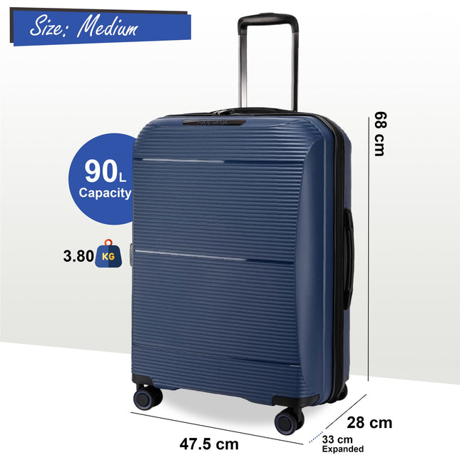 Expandable Hard Shell PP 8 Wheel Luggage Travel Cabin Holiday Bags Suitcase Set