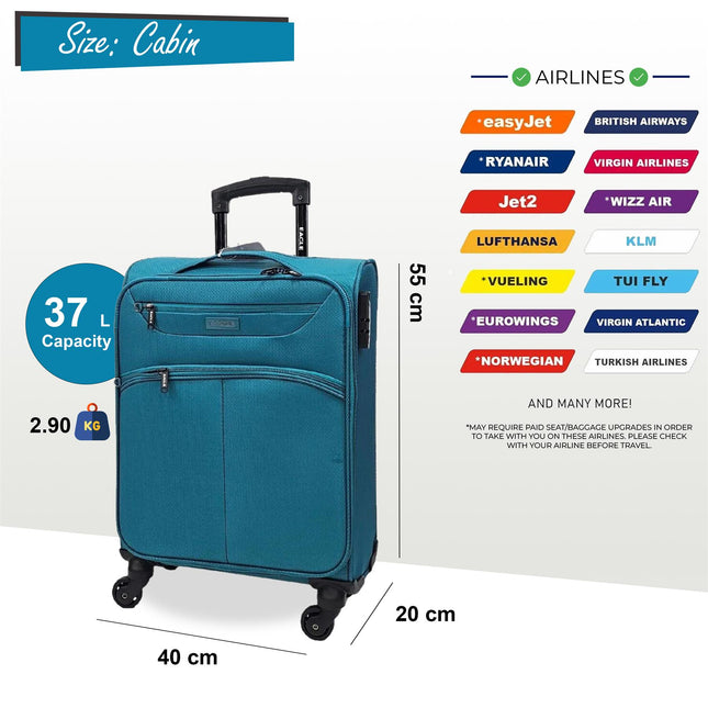 Lightweight Soft Suitcase Luggage Travel TSA Set
