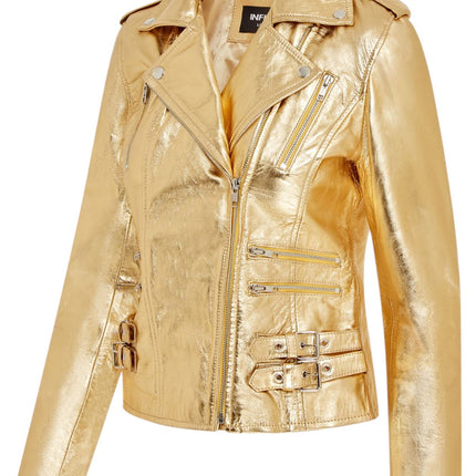 Womens Leather Brando Biker Jacket-Orlando