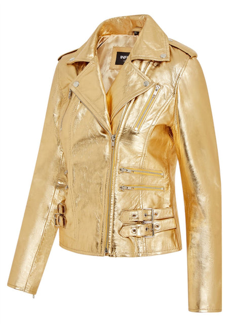 Womens Leather Brando Biker Jacket-Orlando