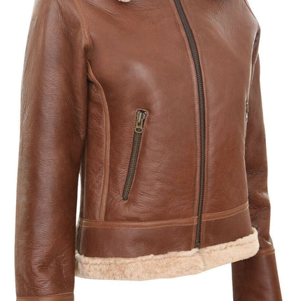 Womens Tan B3 Sheepskin Flying Jacket-Kano