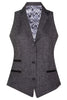 Womens 1920s Grey Wool Classic Retro Vintage Waistcoat