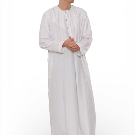 Men's Eid White Moroccan Jubba Robe Djellaba Ramadan Eid Thobe - HM11