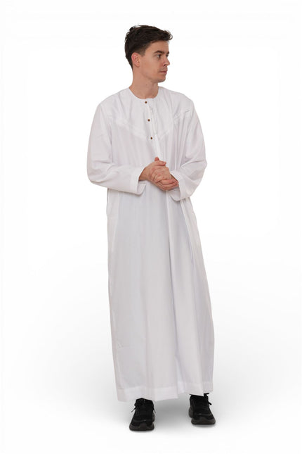 Men's Eid White Moroccan Jubba Robe Djellaba Ramadan Eid Thobe - HM11