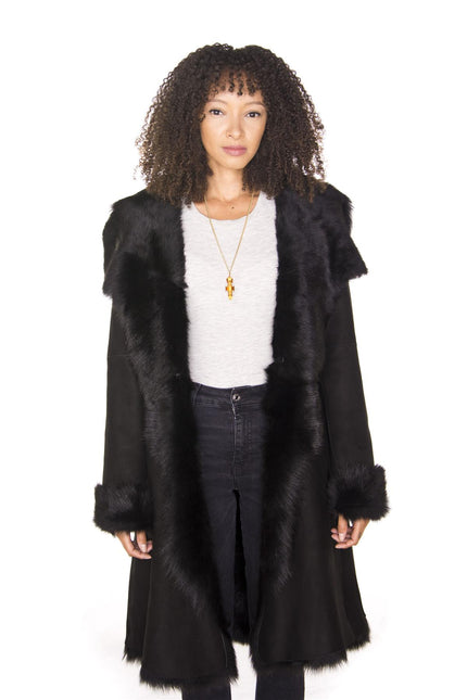 Womens Toscana Sheepskin Suede Trench Coat-Tbilisi