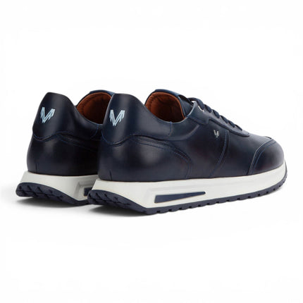 Martinelli Men's Blue Leather Sneakers Trainer Lace-Up Shoes - Hanbury