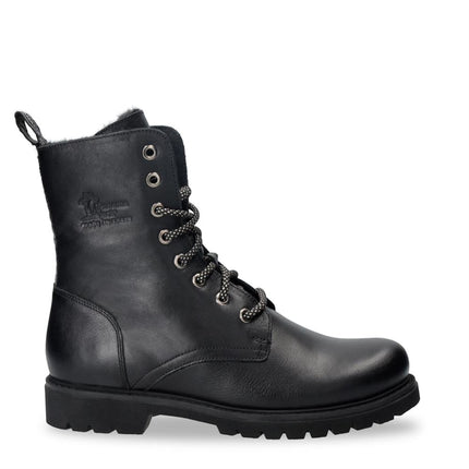 Panama Jack Women's Frisia B1 Black Waterproof Leather Combat Boots