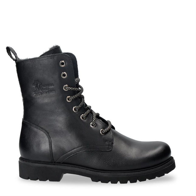 Panama Jack Women's Frisia B1 Black Waterproof Leather Combat Boots