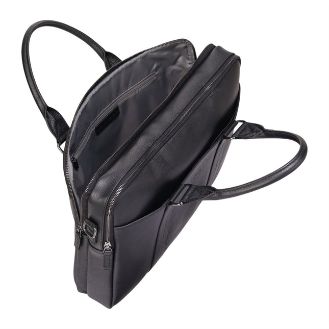 Genuine Leather Black Laptop Business Briefcase Office Work Travel Bag - Sutton