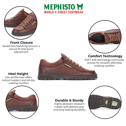 Mephisto Cruiser Men's Leather Chestnut Brown Walking Shoes - Mamouth 742