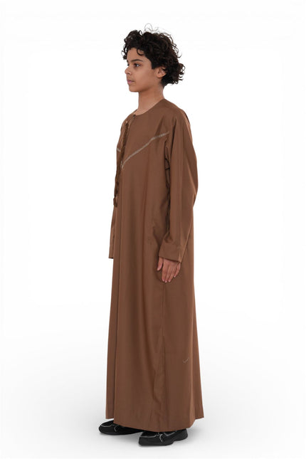 Kids Boys Eid Camel Brown Moroccan Thobe Robe Djellaba Ramadan Eid Jubba- K-HM10