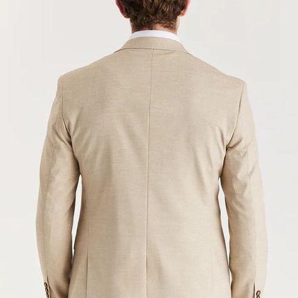 Men's Beige Lightweight Stitched Lapel Blazer