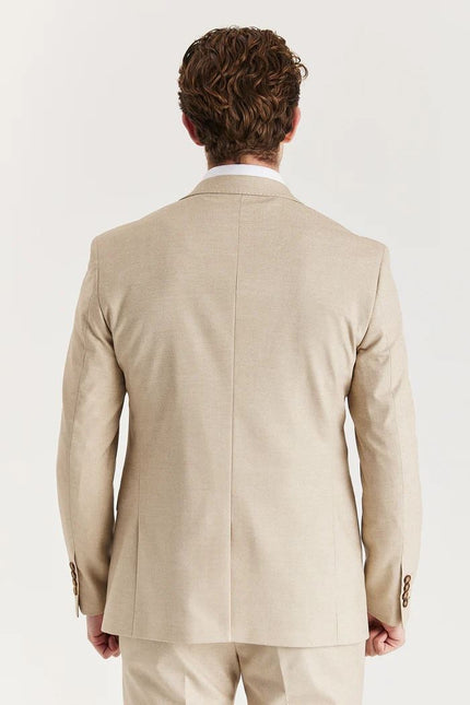 Men's Beige Lightweight Stitched Lapel Blazer