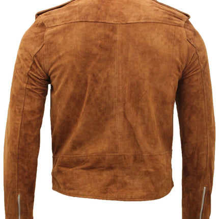 Mens Goat Suede Leather Brando Biker Jacket-Melbourne