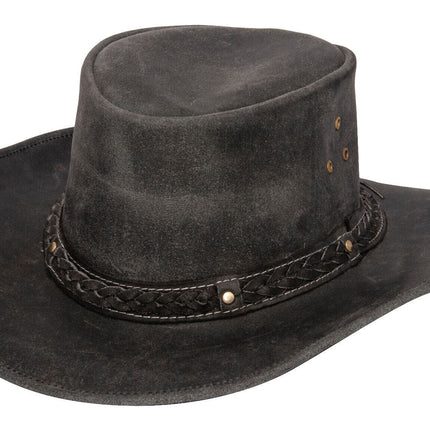 Cowboy Aussie Real Leather Hat Australian Black Western Outback Bush Hat