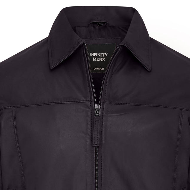 Mens Retro 100% Nappa Leather Harington Biker Jacket