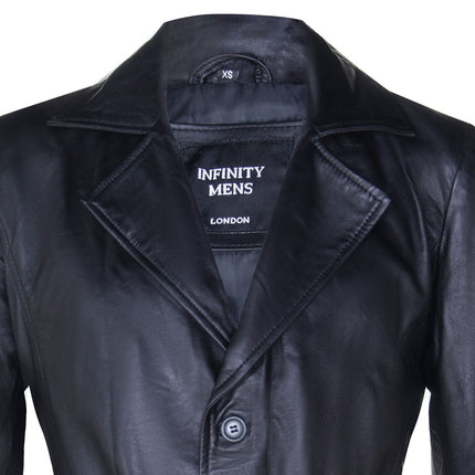 Mens Leather Full Length Trench Coat-Appleton