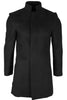 Men's Black Stand Collar Wool Blend Overcoat