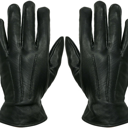 MENS BLACK CLASSIC REAL 100% LEATHER GLOVES THERMAL LINED DRIVING WINTER GIFT