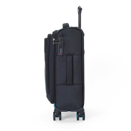 Soft Shell Black 1680D Polyester Suitcase Set 8 Wheel TSA Lock Luggage