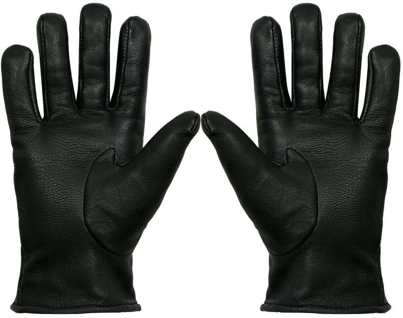 WOMENS BLACK CLASSIC SOFT REAL 100% LEATHER GLOVES THERMAL LINED DRIVING FITTED