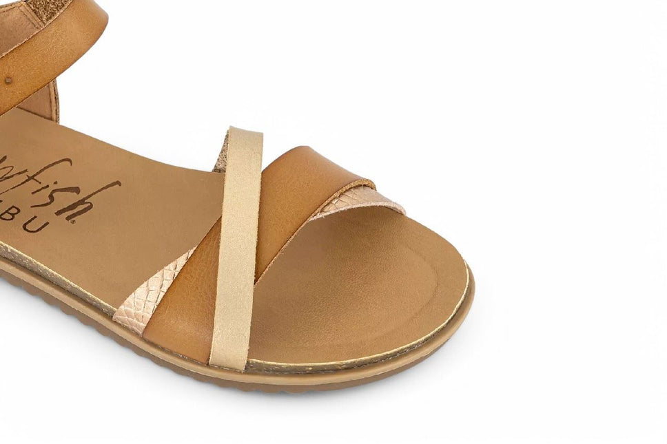 Blowfish Malibu Womens Tan Strappy Buckle Wedge Sandals - Monti-B