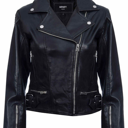 Womens Leather Biker Jacket-Stockholm