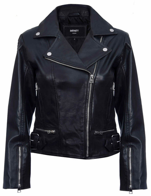 Womens Leather Biker Jacket-Stockholm