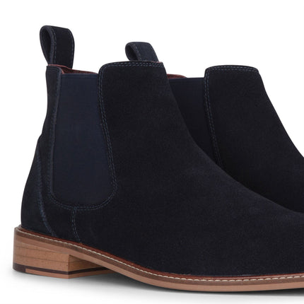London Brogues Men's Navy Blue Suede Leather Slip-On Chelsea Ankle Boots