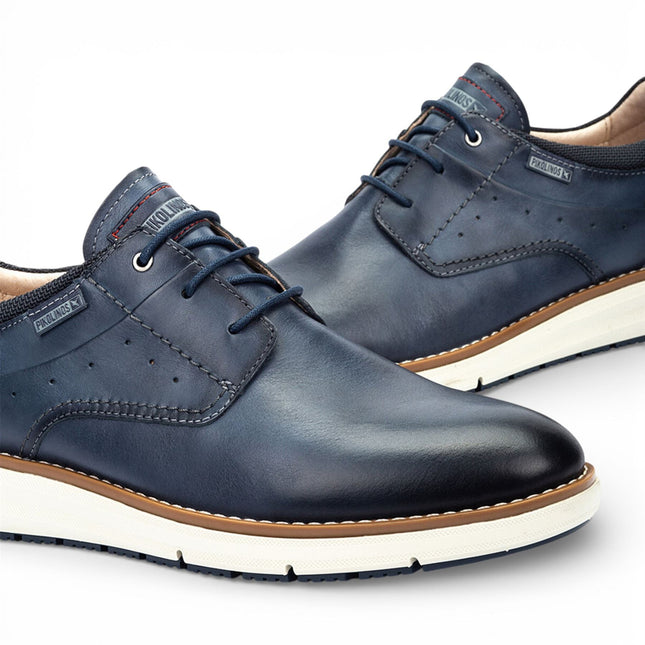 Pikolinos Men's Blue Leather Lace-Up Sneaker Trainers Shoes - Manacor