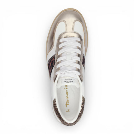 Tamaris Women's White Leopard Leather Trainers Sneaker Shoes