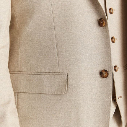 Men's Beige Lightweight Stitched Lapel Blazer