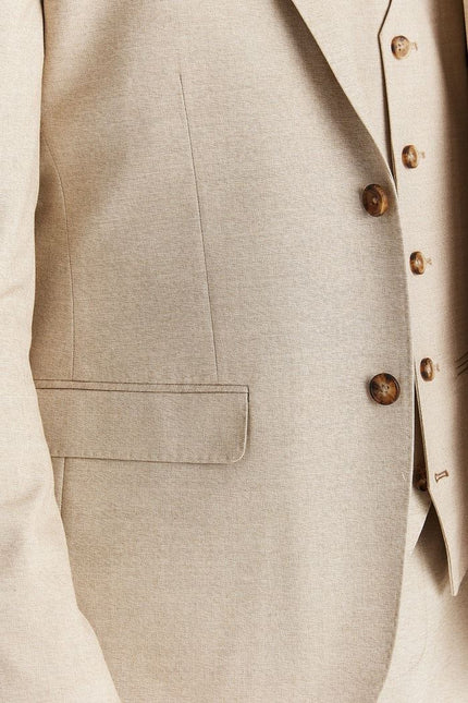 Men's Beige Lightweight Stitched Lapel Blazer
