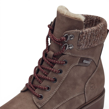 Tamaris Women’s Taupe Warm Lace-Up Winter Outdoor Ankle Boots - 26266-43
