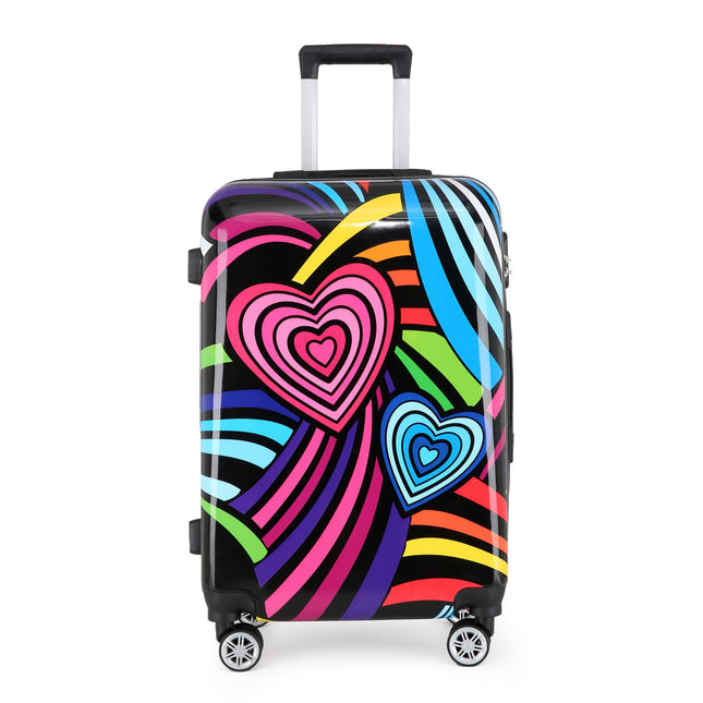 Hardside Shell Suitcase Set Printed Luggage Lightweight Cabin Travel Bag